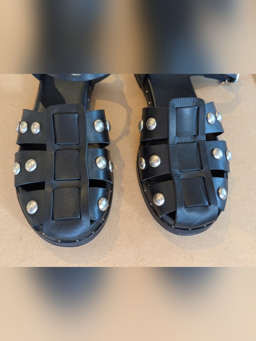 Freda Salvador Sera Studded Fisherman Sandals - Black, 8 / 8.5 - Picture 4 of 7